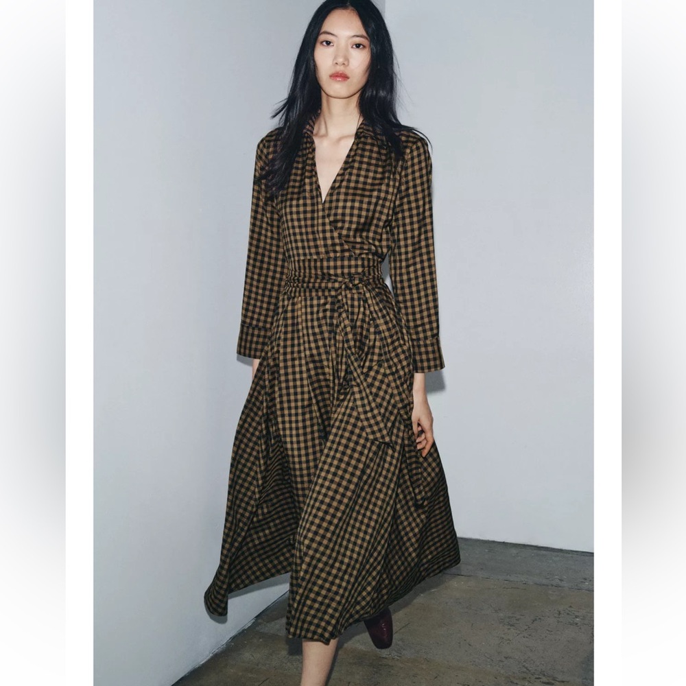 Zara Plaid Long Sleeve Dress